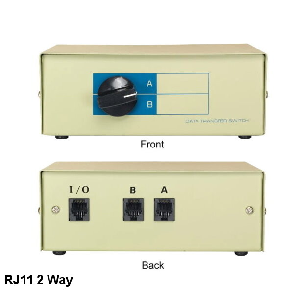 Kentek RJ11 2 Way Data Transfer Switch Box Telephone Jack Port Female AB Phone