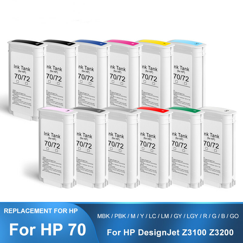 12Color/set HP 70 Compatible Ink Cartridge For HP Z2100 Z3100 Z3200 Z5200 Z5400
