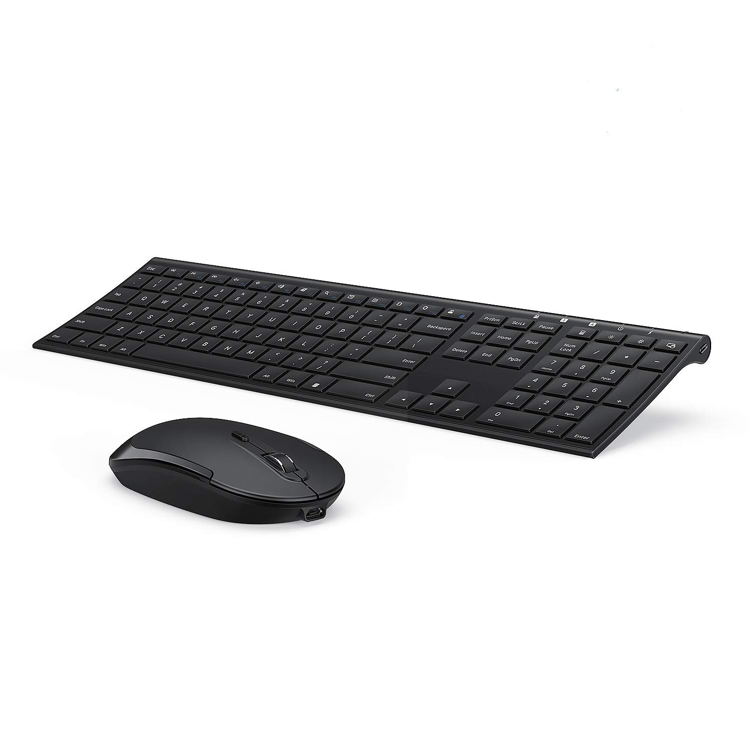 Wireless Keyboard and Mouse, Rechargeable Ultra Slim, Black
