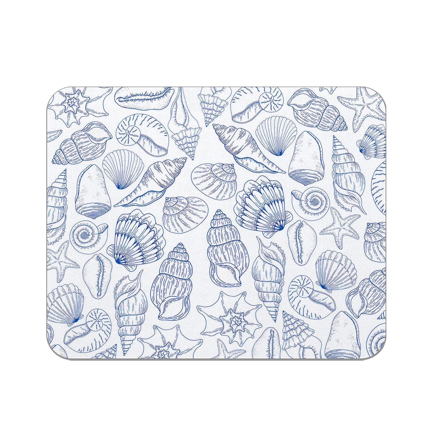 Blue Coastal Seashell Mouse Pad for Desk, Beach Lover Gifts, Ocean Conch Star...