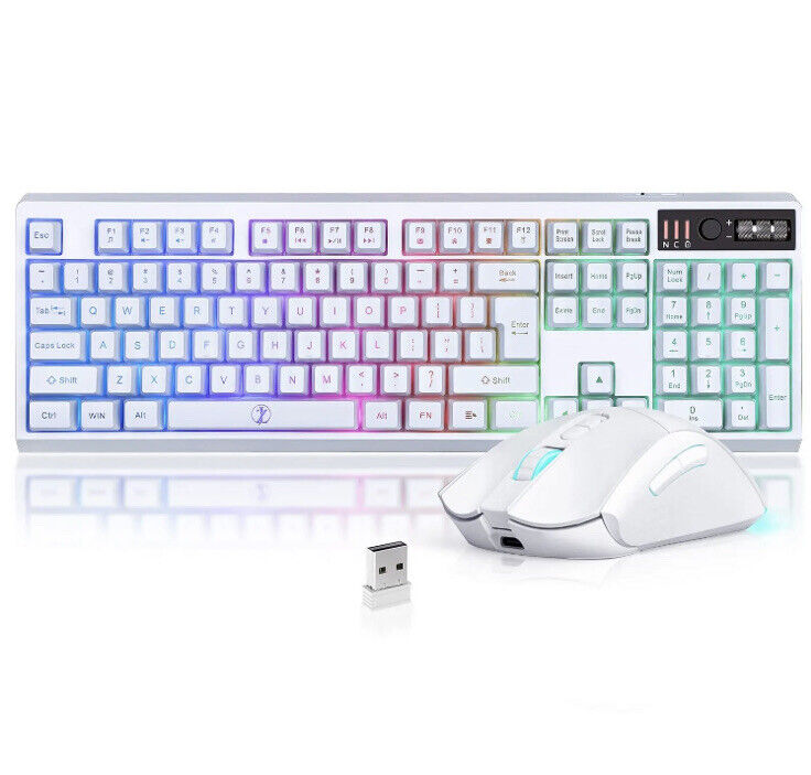 ZJFKSDYX C104 Wireless Gaming Keyboard & Mouse 104 Keys Standard US Layout RGB