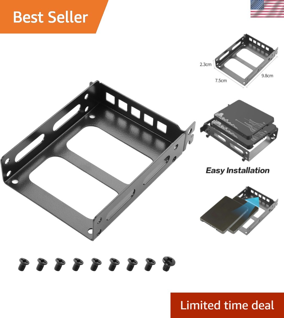 2.5"/3.5" PCIe Slot SSD Mounting Bracket,Universal SSD Bracket for PC Case Re...