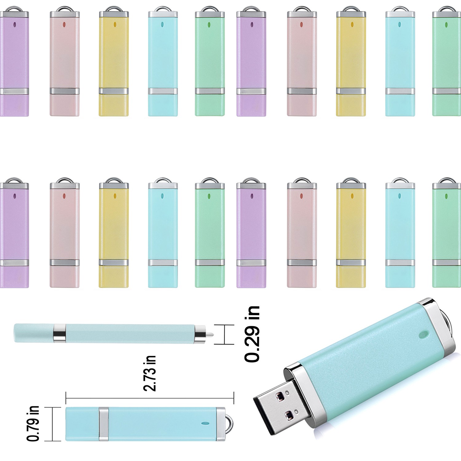 Mixed Color USB 2.0 2GB 30pcs Metal Swivel Style USB Flash Drive Memory Stick US
