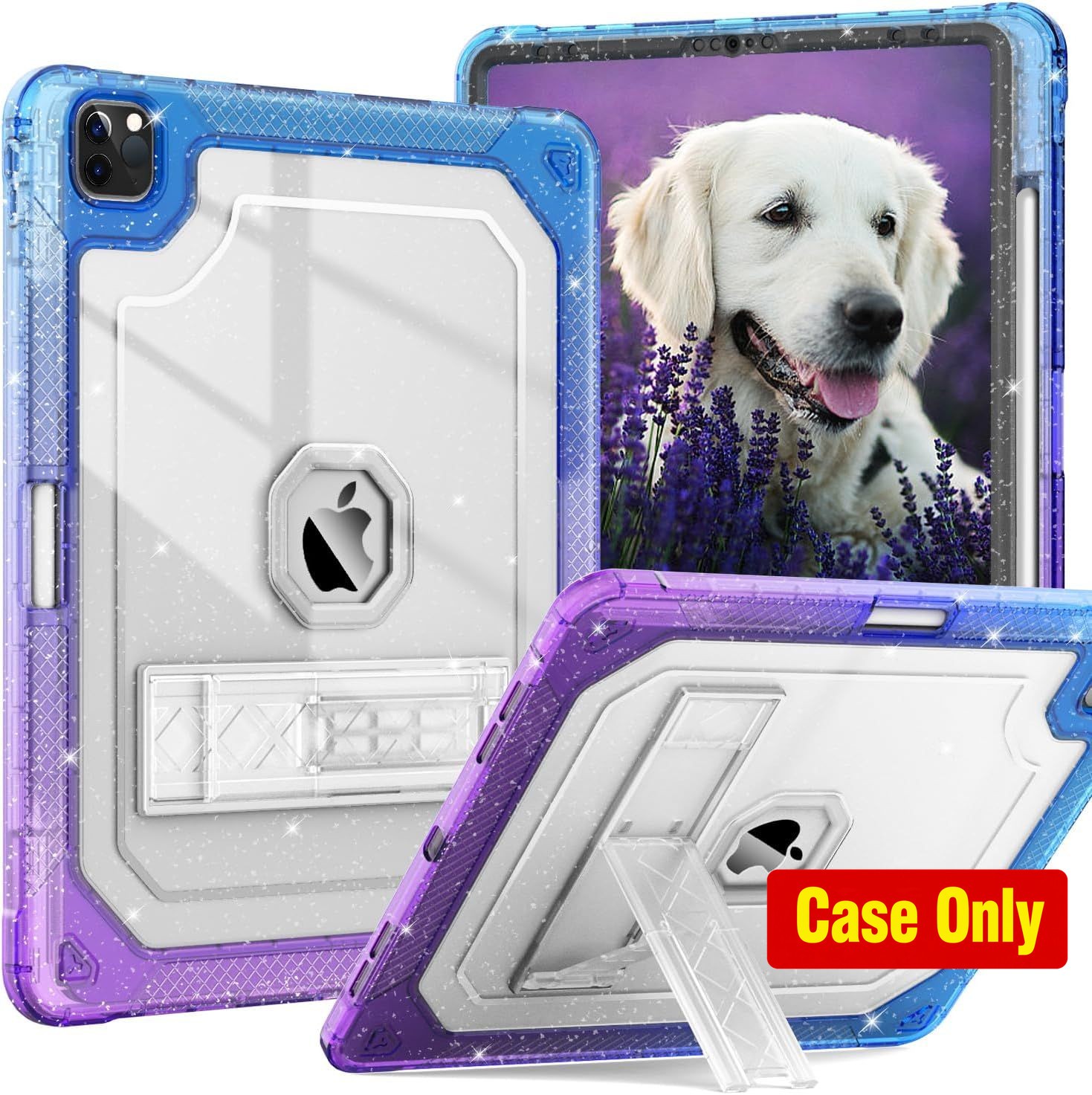 Case for iPad Pro 12.9 6th/5th/4th Gen Glitter Blue Purple, Shockproof Design