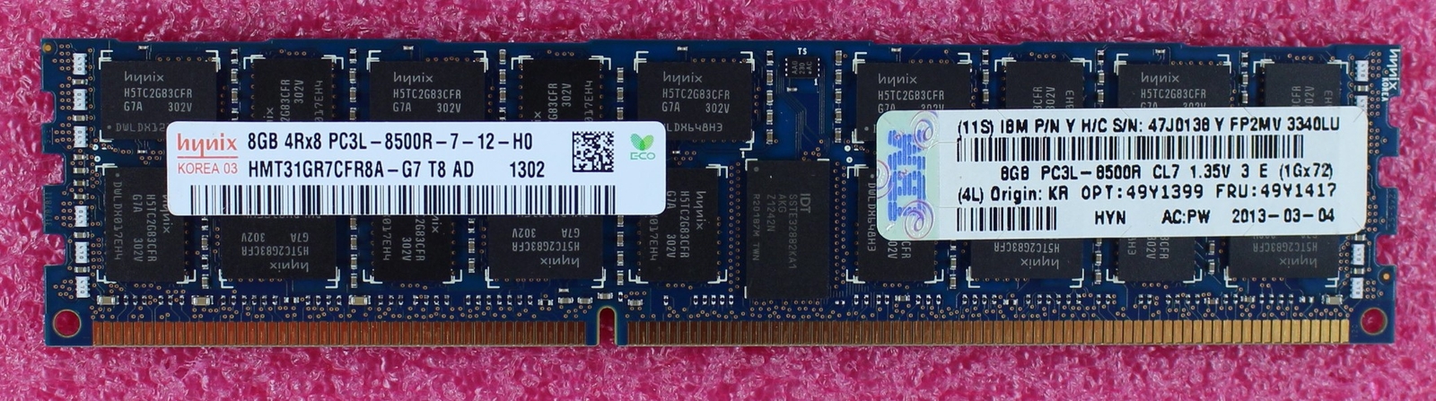 49Y1417 - IBM 8GB 4Rx8 PC3L-8500 Cl7 ECC DDR3 Dimm