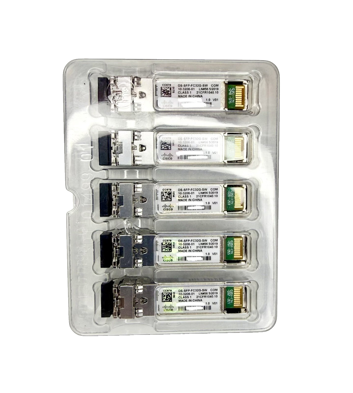 (Lot of 5) Cisco DS-SFP-FC32G-SW 32G Fibre Channel SW SFP+ Transceiver Hologram
