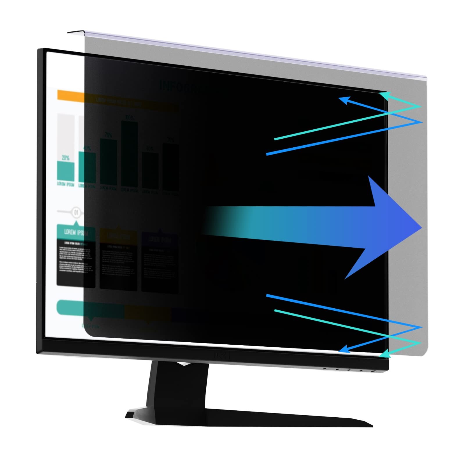 2022 Inch Hanging Computer Privacy Screen AntiSpy Blue Light No Adhesive