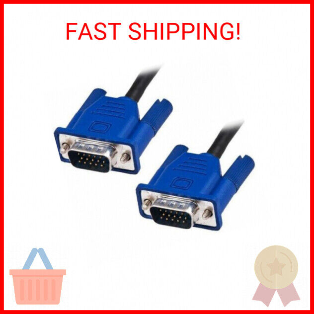 Importer520 HD15 Male to Male VGA Video Cable for TV Computer Monitor (5Ft, Blue