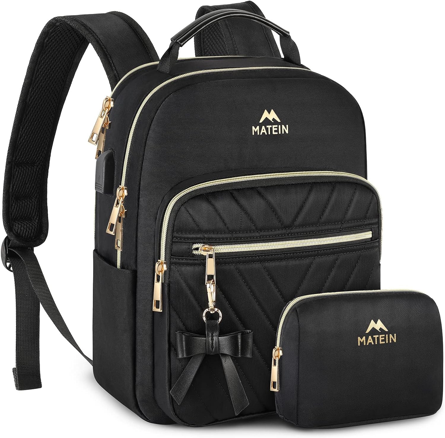MATEIN Mini Backpack for Women, Waterproof Stylish Small-12.9 inch, Black 