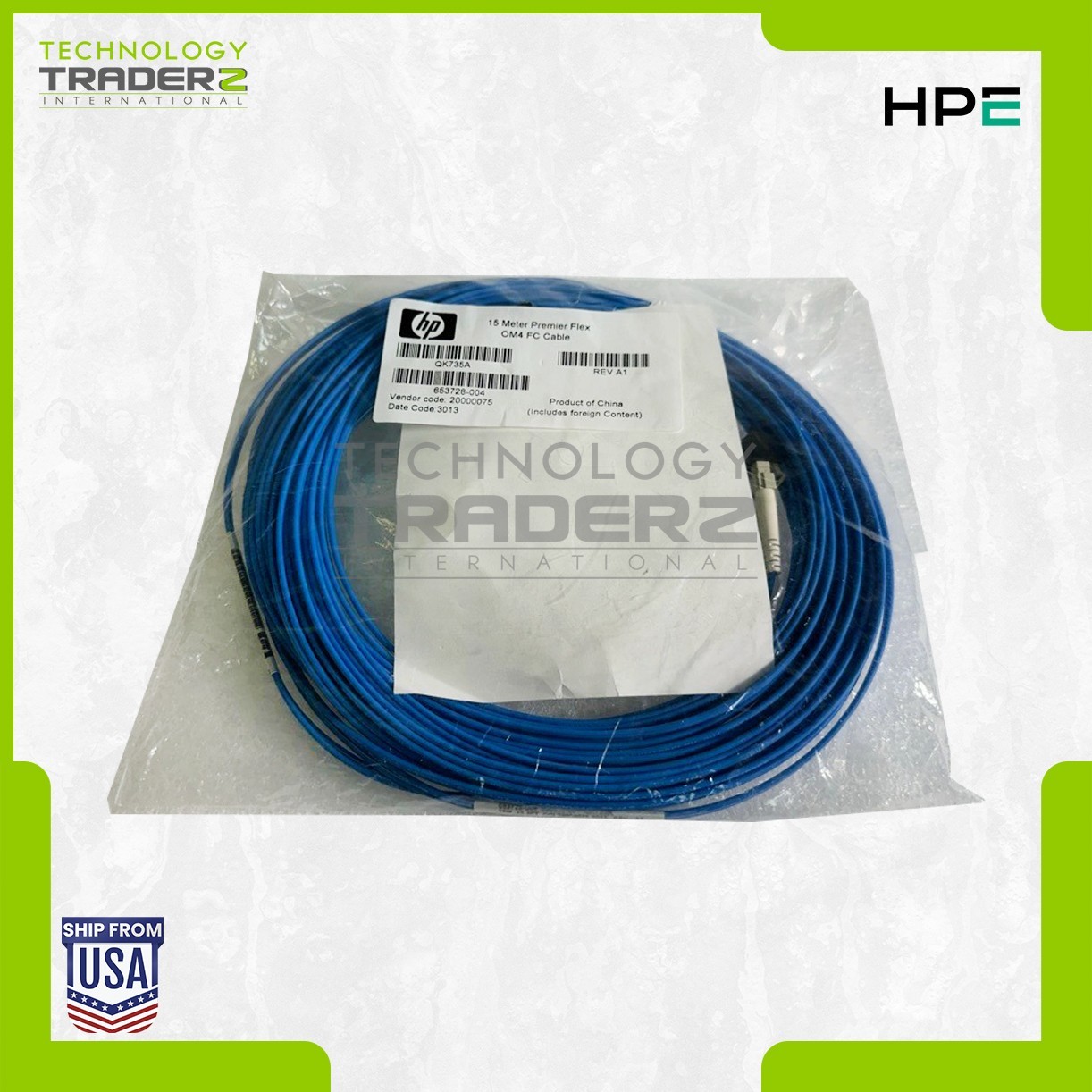 LOT OF 2 QK735A HPE Premier Flex LC/LC Multi‑mode OM4 2 15m Fiber Optic Cable