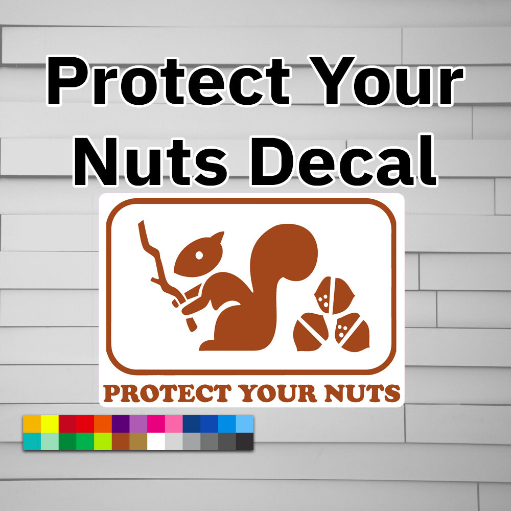 Protect Your Nuts Decal (vinyl Sticker, Car laptop window tumbler water bottle)