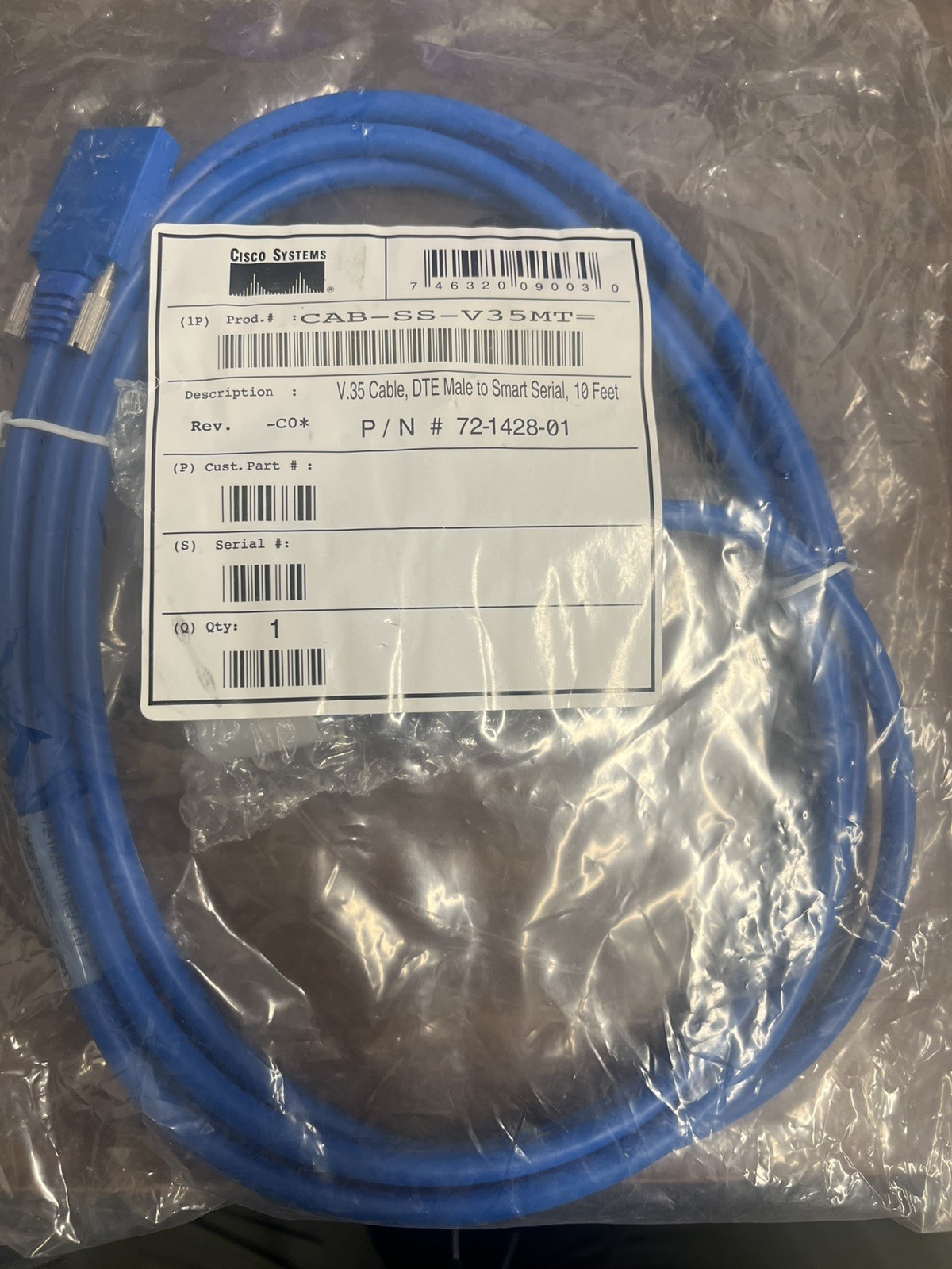 NEW Cisco CAB-SS-V35MT 72-1428-01 V.35 Cable DTE Male to Smart Serial 10 Ft
