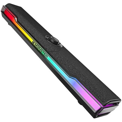 Bluetooth 6.0 Computer Sound Bar with Dynamic RGB Light, USB/Type-C Plug & Play,