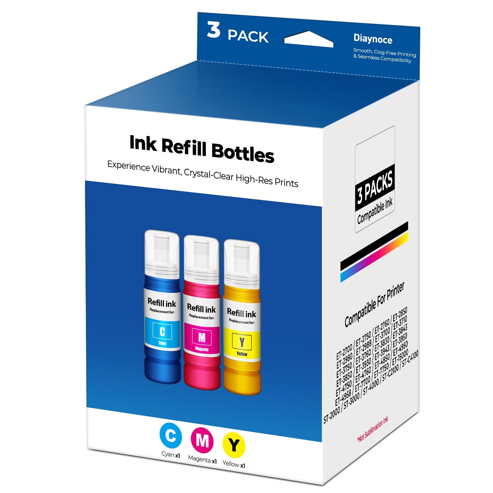 Compatible for EPT502 Ink Refill Bottles Eco Tank ET-2850 ET-3850 C M Y | ET-...