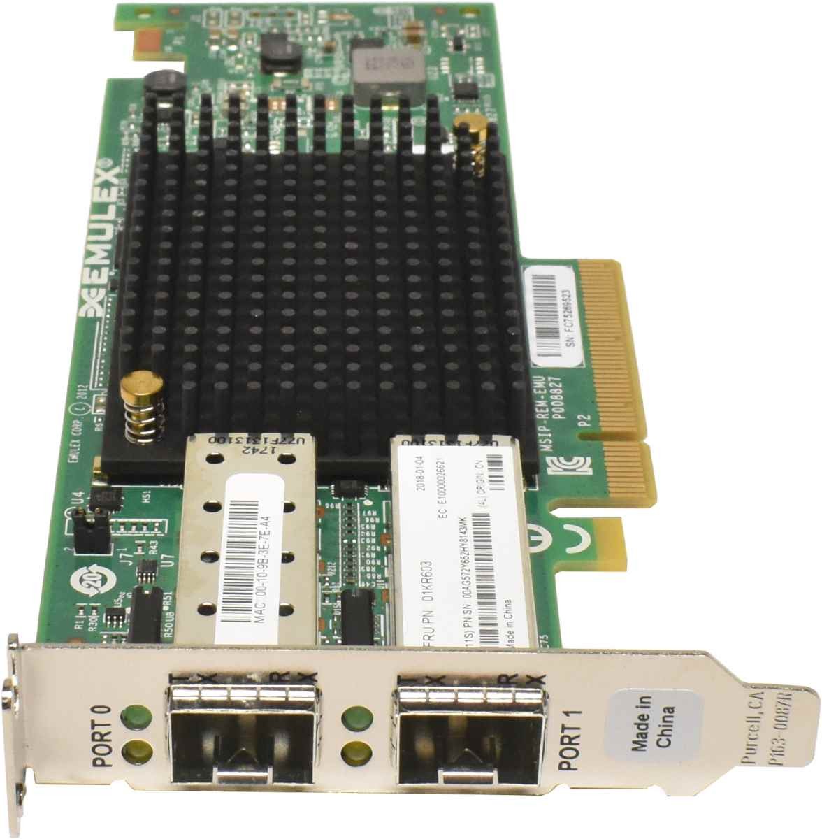 Lenovo Emulex LPE-12002 VFA5.2 Dual Port SFP+ 10Gb PCIe x8 Controller 01KR603
