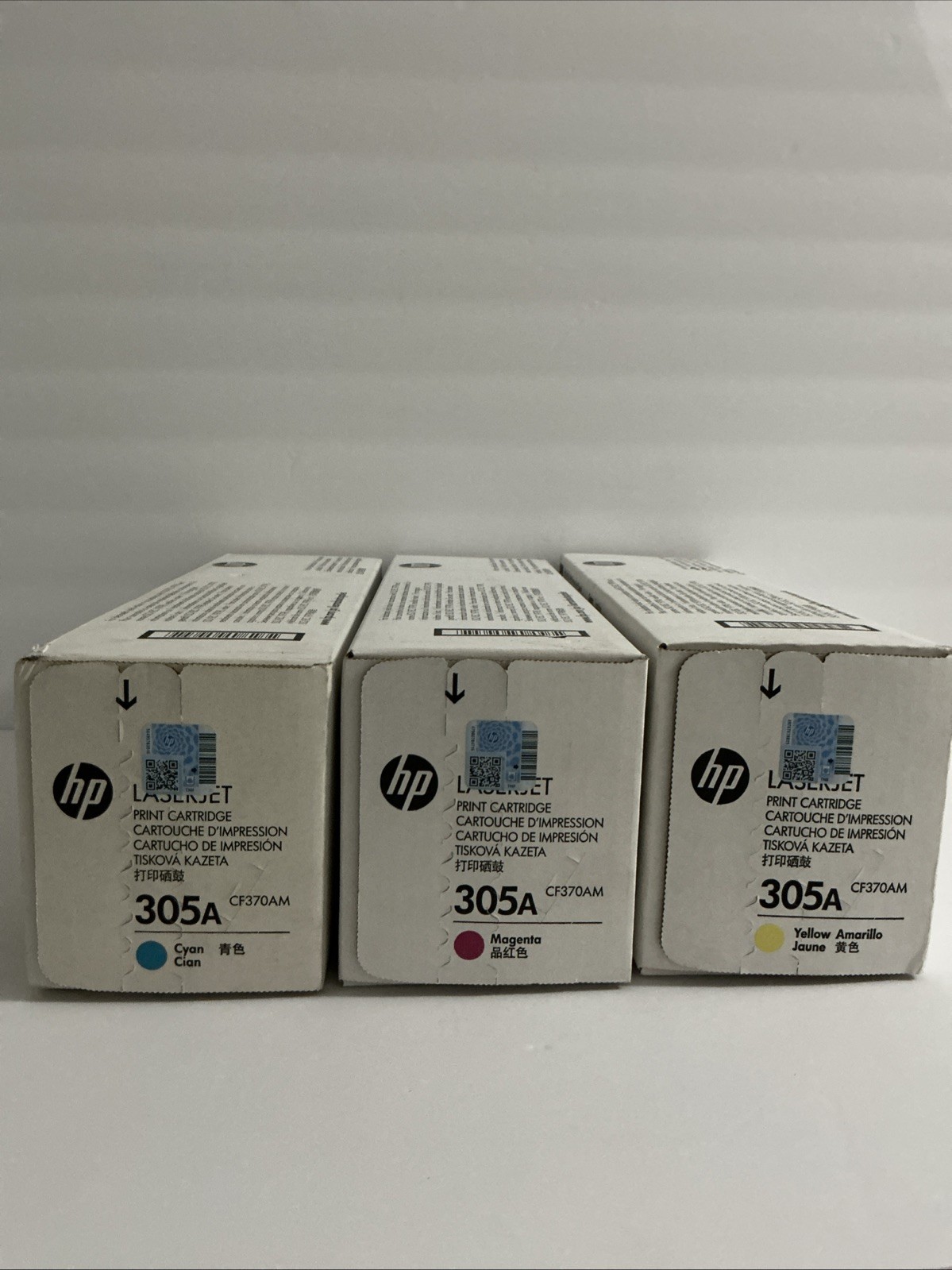 HP 305A CF370AM 3 Pack Sealed C/M/Y Cyan, Magenta, Yellow Toner Cartridges