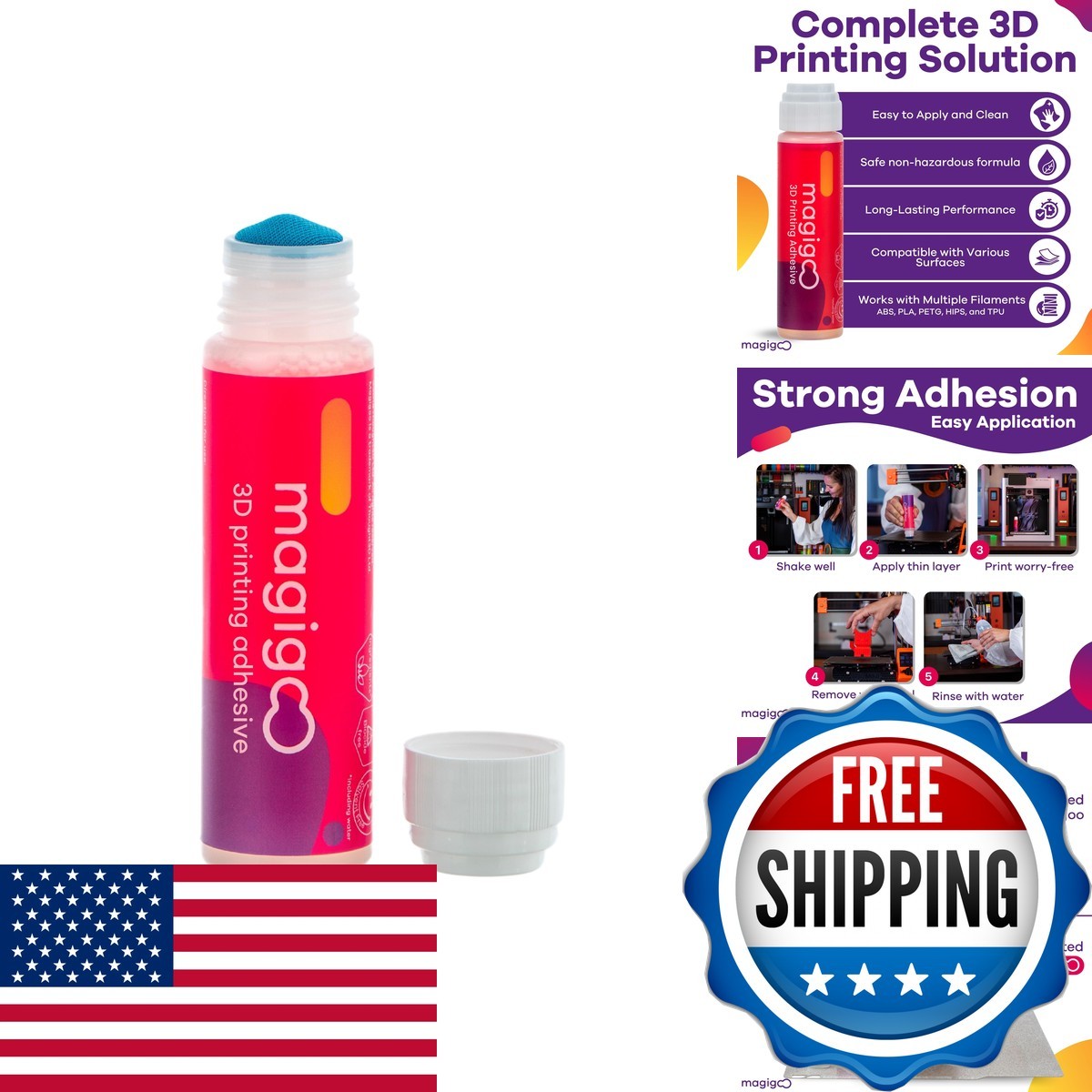 Magigoo All-in-One 3D Printer Bed Adhesive Glue For ABS, PLA, PETG, 50mL MO2016