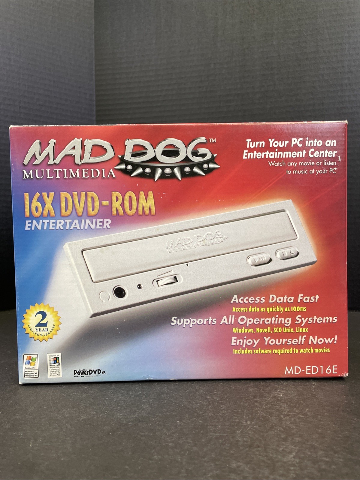 Mad Dog Multimedia Entertainer 16X DVD-Rom Drive MD-ED16E New in Box
