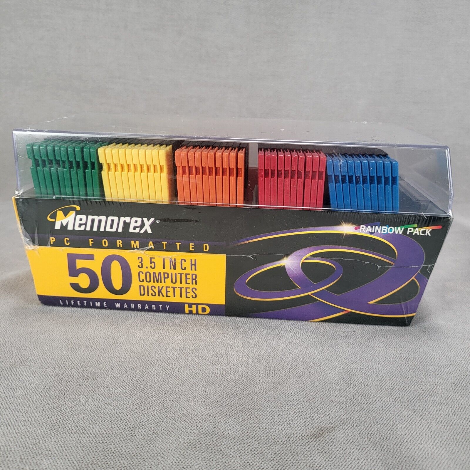 50 Memorex PC Formatted 3.5 Inch Computer Diskettes Plastic Case Floppy Disks HD