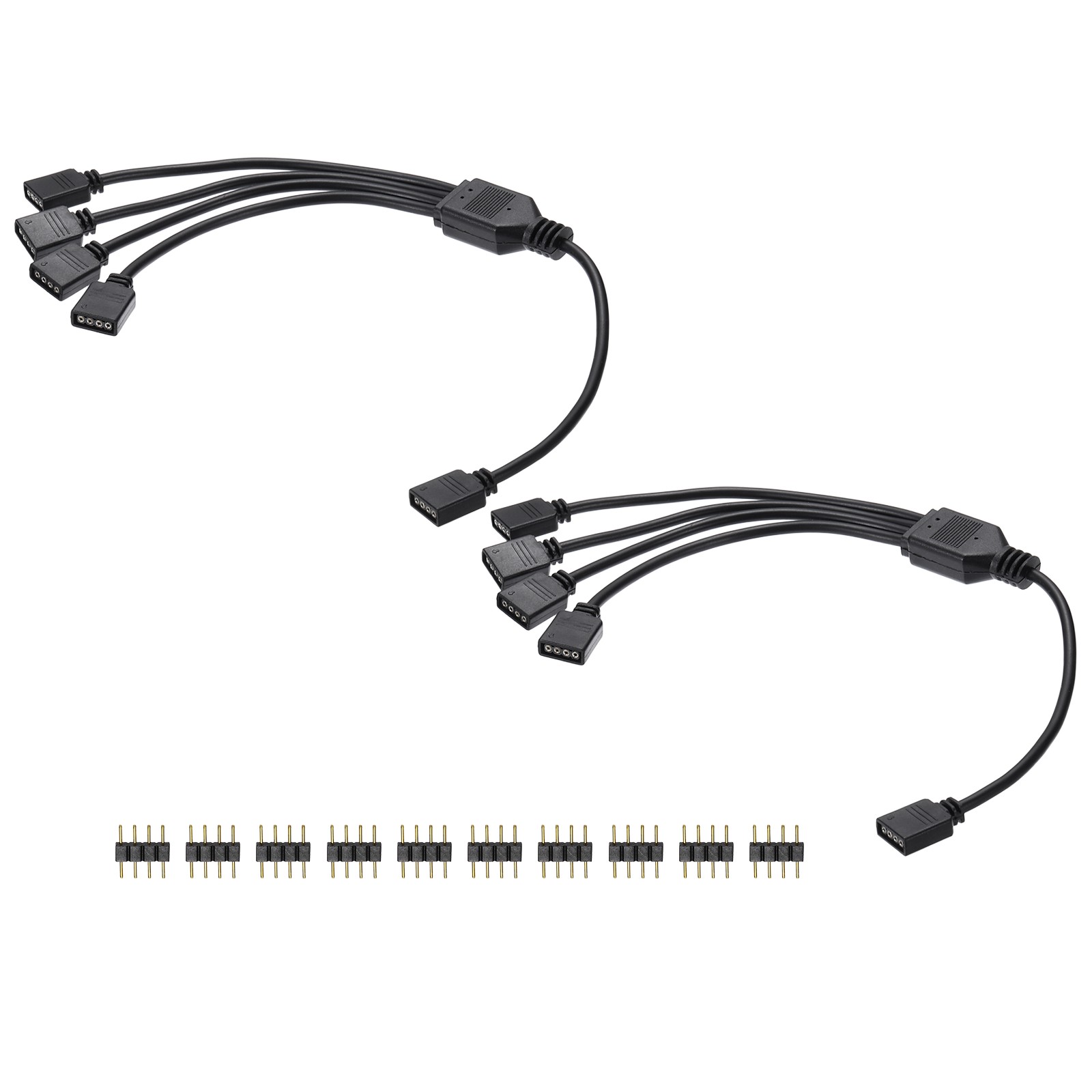 2 Pcs RGB Splitter Cable, 12V 12" 4 Pin 1 to 4 Female to Female, Black