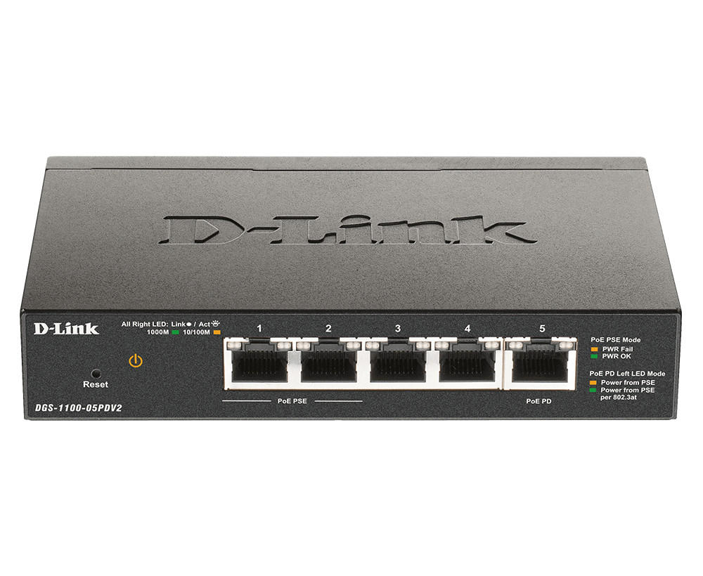 D-Link DGS-1100-05PDV2 - 5-Port Gigabit PoE Smart Managed Switch