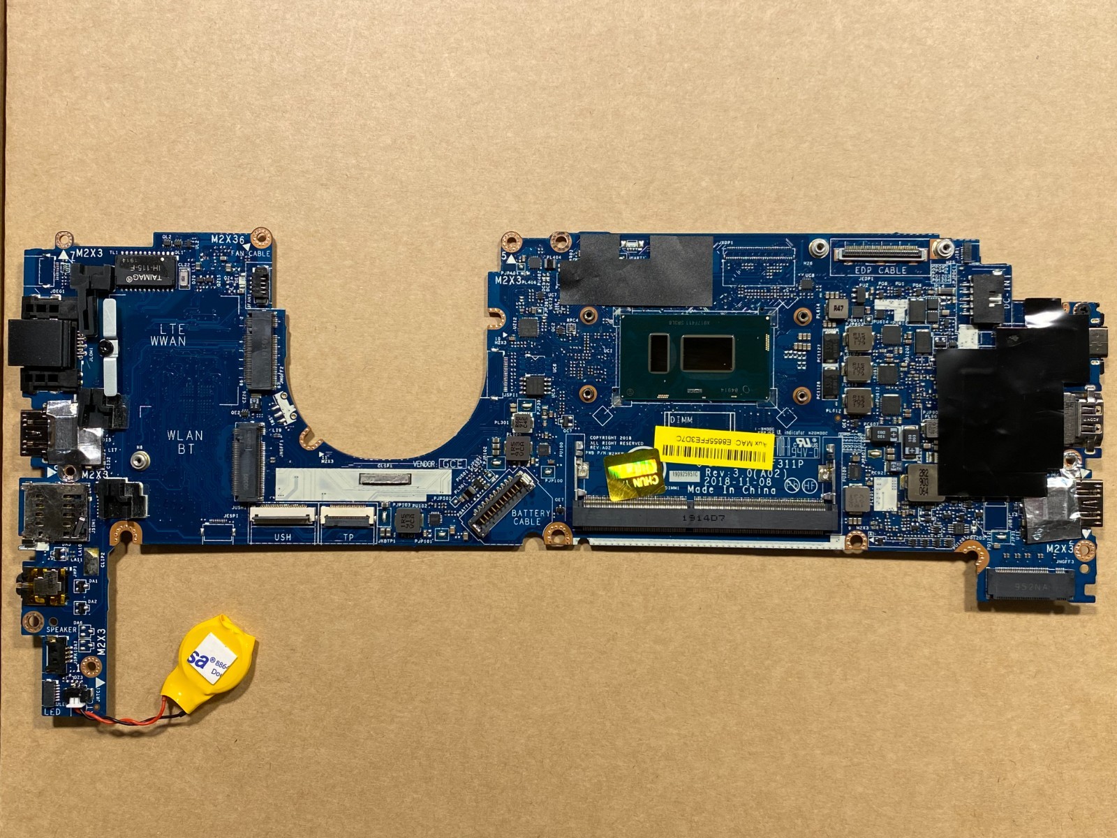 NEW Dell Latitude 7290 7390 Motherboard Intel i7-8650U T46Y8 MXW44 LA-F311P