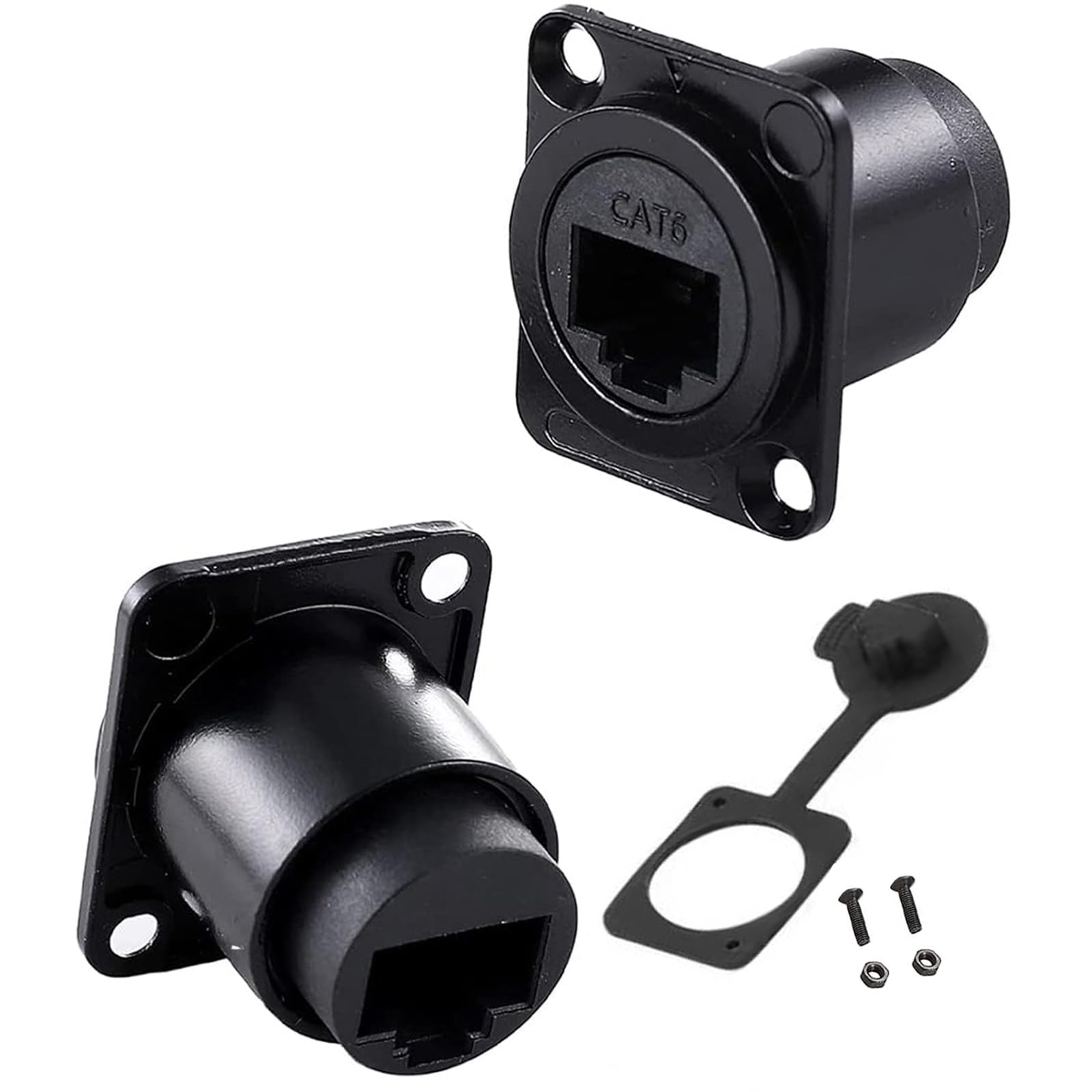 2PCS D-Type RJ45 CAT6 Coupler Recessed Female Extender - Cat 6 Cable Cord