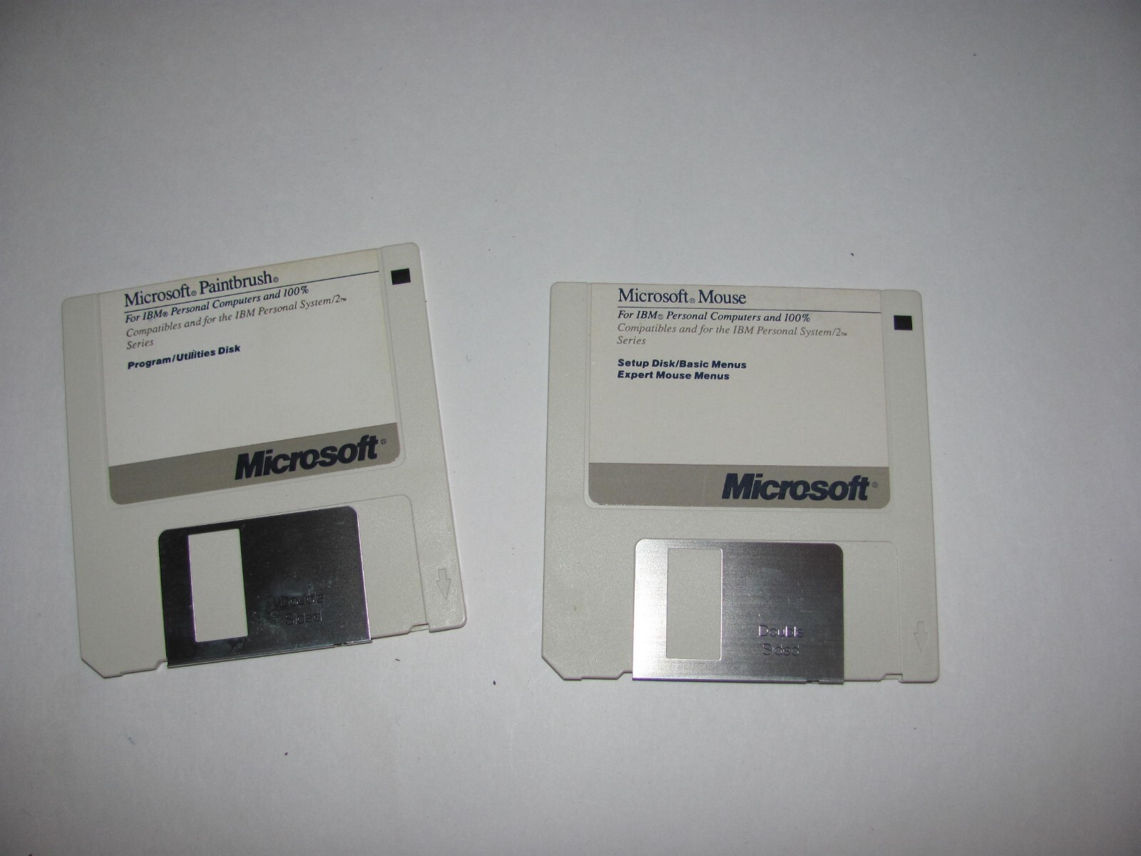 Vintage Microsoft Mouse & Microsoft Paintbrush DISKS Double sided copyright 1987