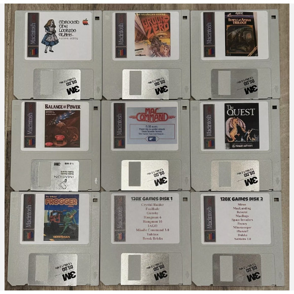 Vintage Apple Macintosh Classic 128K Game Pack 5 On New 400K Double Density Disk