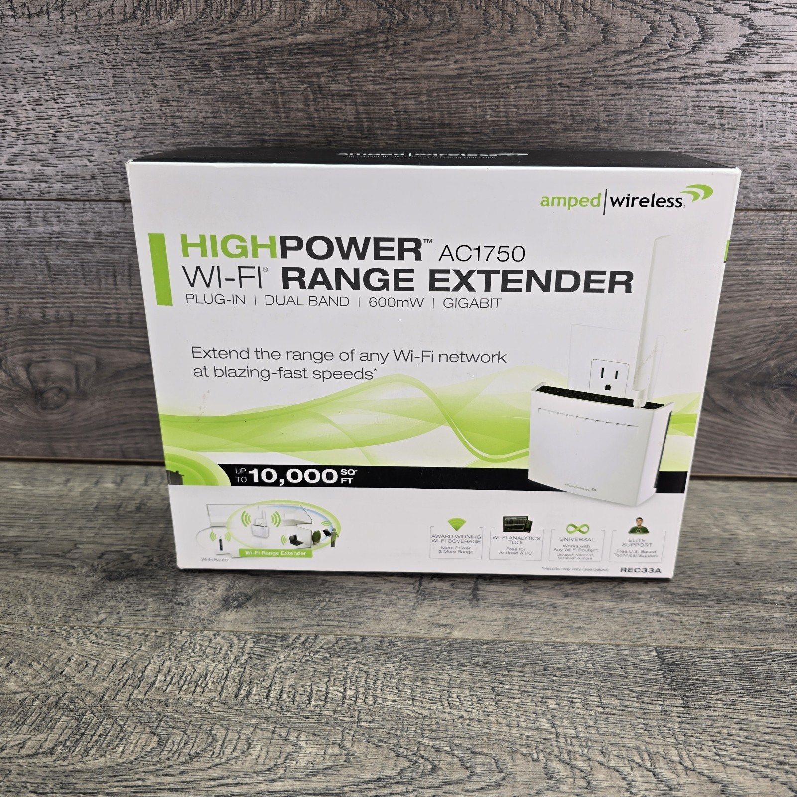 Amped Wireless High Power AC1750 Dual-Band 2.4/5 GHz WiFi Range Extender REC33A