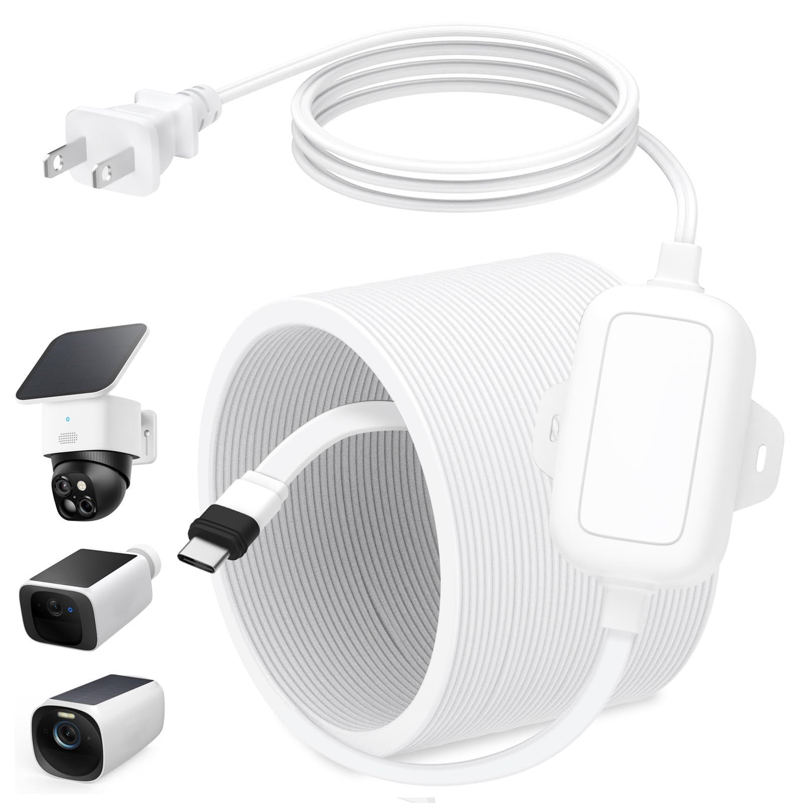 25Ft Power Cable with Adapter for Eufy Solocam S340/S220, C210, One 