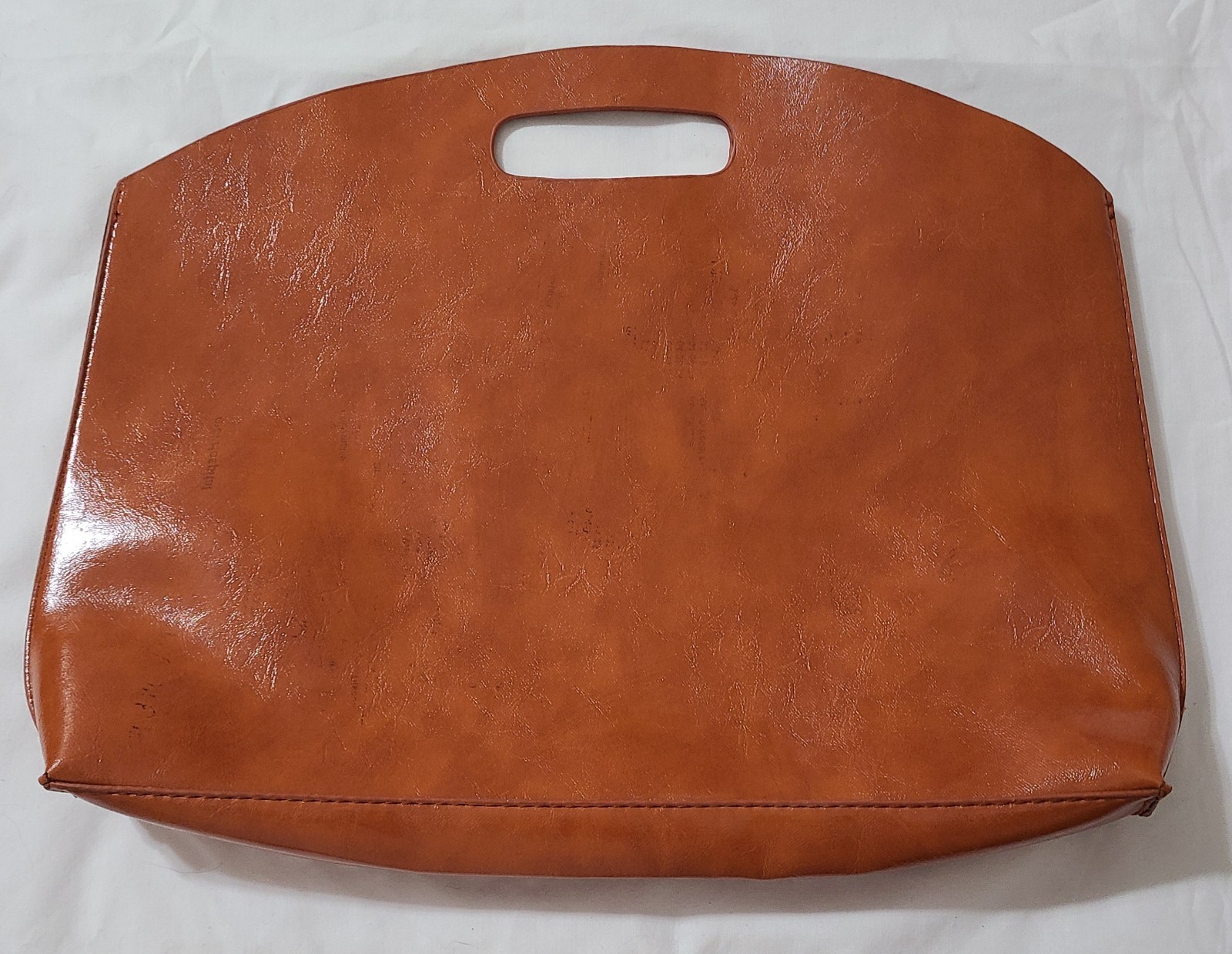 Vegan Leather Laptop Sleeve Bag  Tan Brown Briefcase Minimalist Classic Handbag 