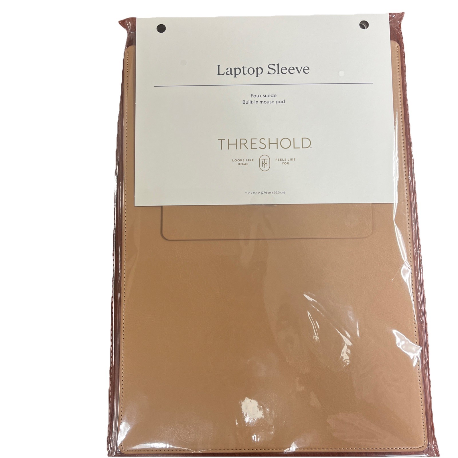 Faux Suede Laptop Sleeve with Built-In Mouse Pad Brown - Threshold