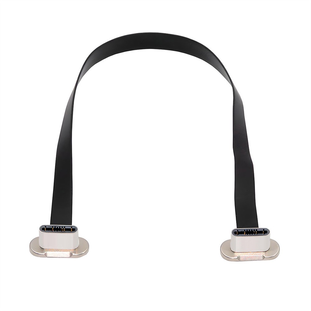 CY 15cm Type C Power USB2.0 Data Dual Angled Flat USB-C Cable 65W Fast Charge
