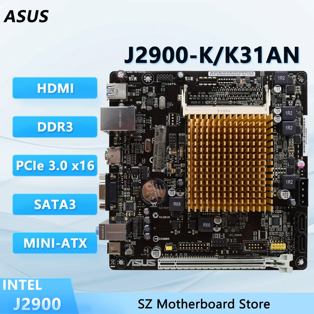 ASUS J2900-K/K31AN J2900 Motherboard Onboard CPU PCIE 2.0 SATA 3.0Gb/s Mini-ITX