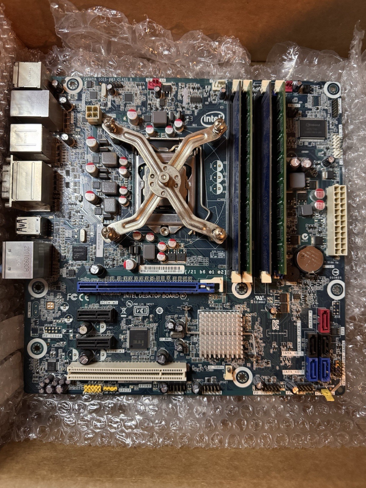 Intel DH67BL Motherboard, i5-3470 CPU, 4 DDR3 Ram Sticks