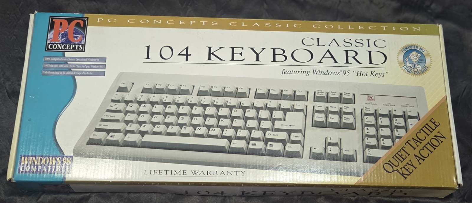 PC Concepts Classic 104 61595P Wired Keyboard Featuring Windows 95 Hot Keys VTG