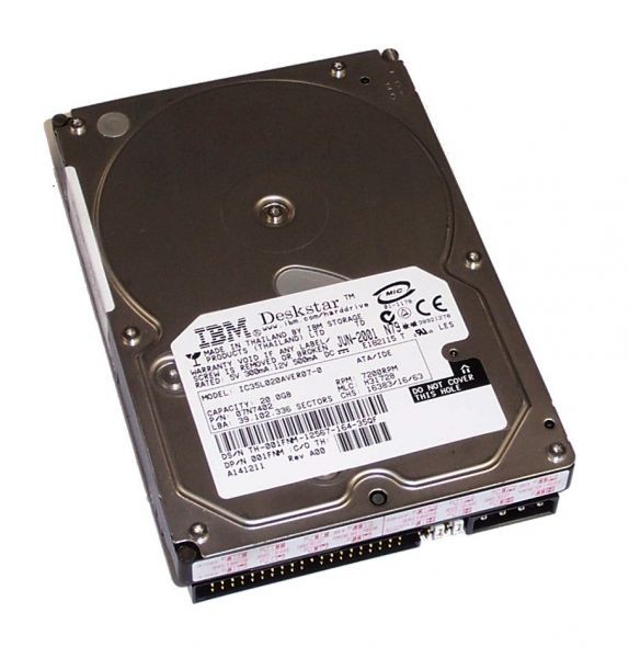 20gb ibm deskstar ic35l020aver07-0, 07n7402, 7200rpm mlc: h32368, dp/n 001fnm r