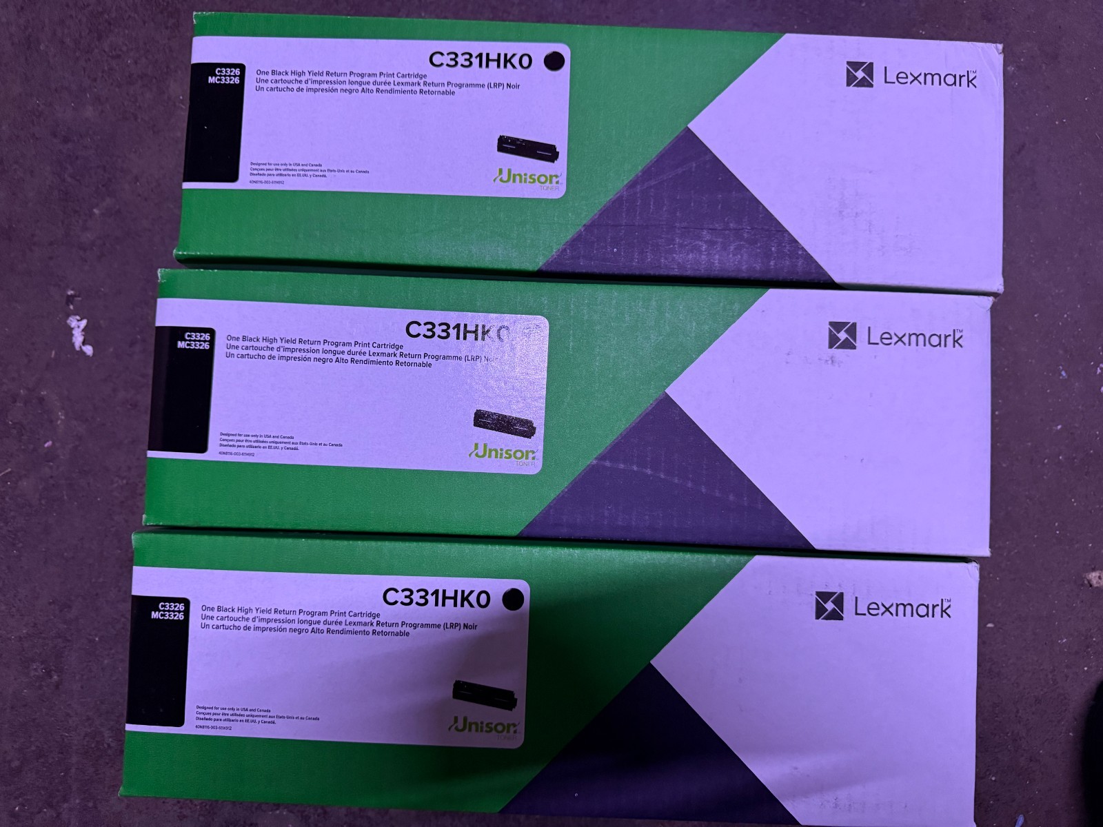 Lexmark Unison High Yield Toner Cartridge Black (C331HK0) Lot of 3 NEW
