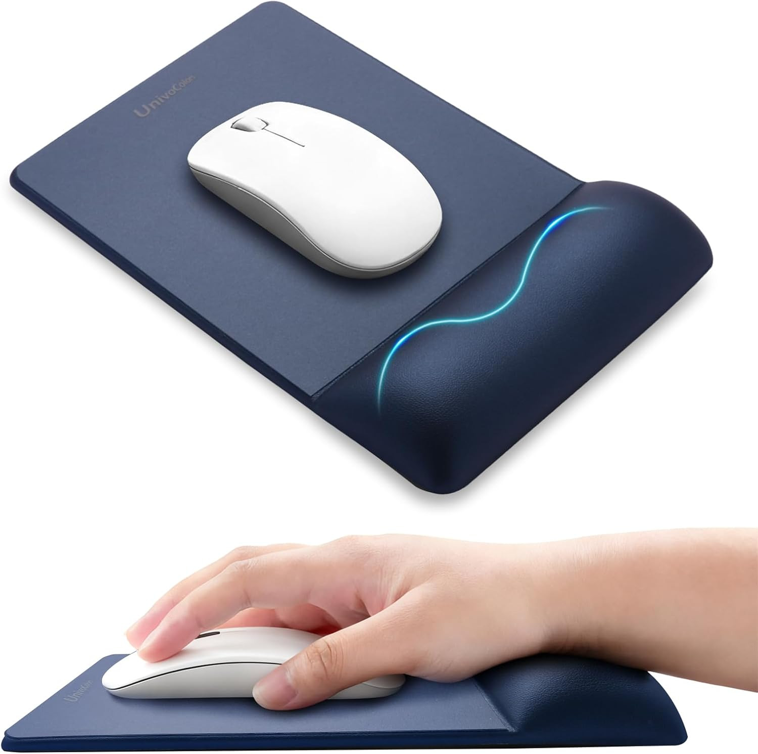 Mini Mouse Pad Travel Portable PU Leather Ergonomic Smooth Hard Surface Navy