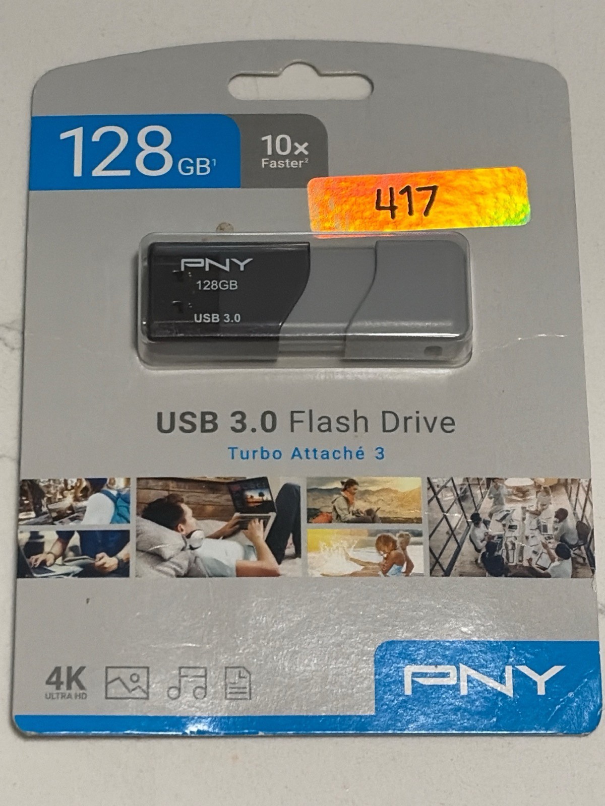 PNY Turbo Attache 3 128GB USB 3.0 Flash Drive Retractable Thumb Drive