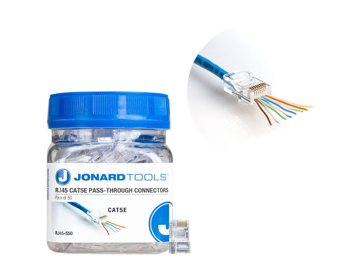 Jonard Tools Rj45-550 Cat5E Rj45 Pass-Through Connectors For Network Cables