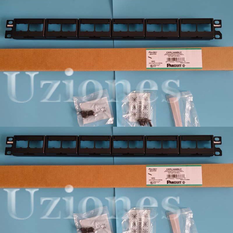 2PCS For Panduit CPP24WBLY Mini Com Modular Patch Panel Cat 6, 5E w/ Faceplates
