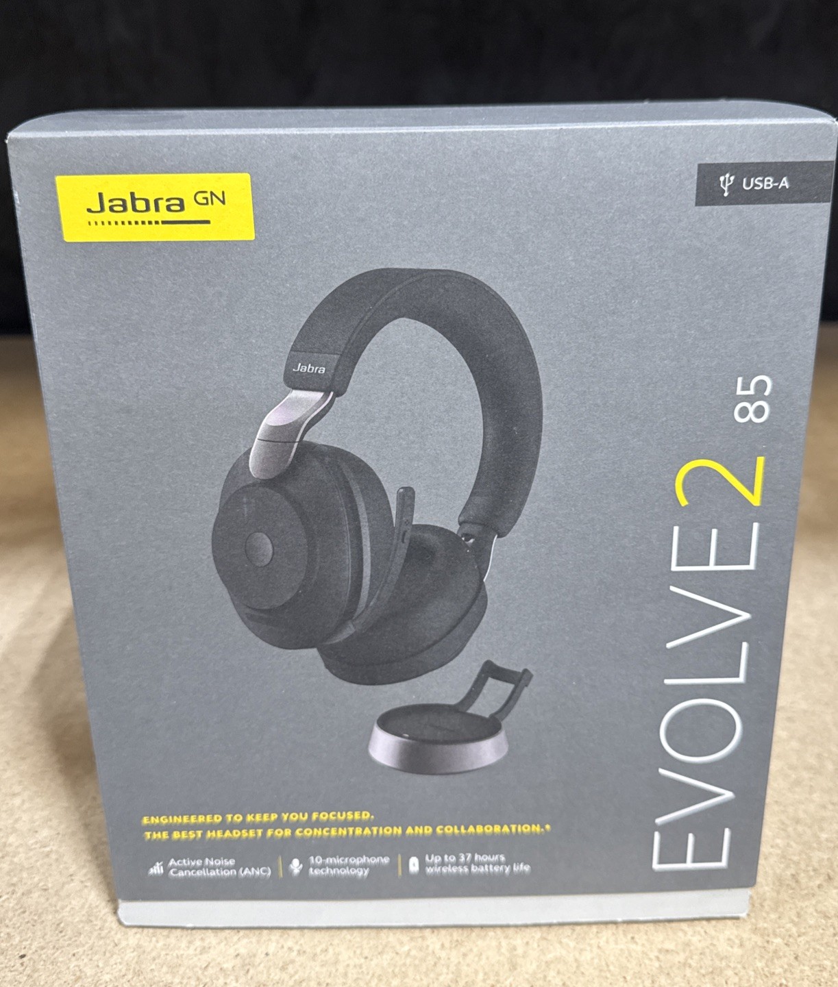Jabra Evolve2 85 28599-989-989 USB-A UC Stereo Stand Black Wireless Headset-New
