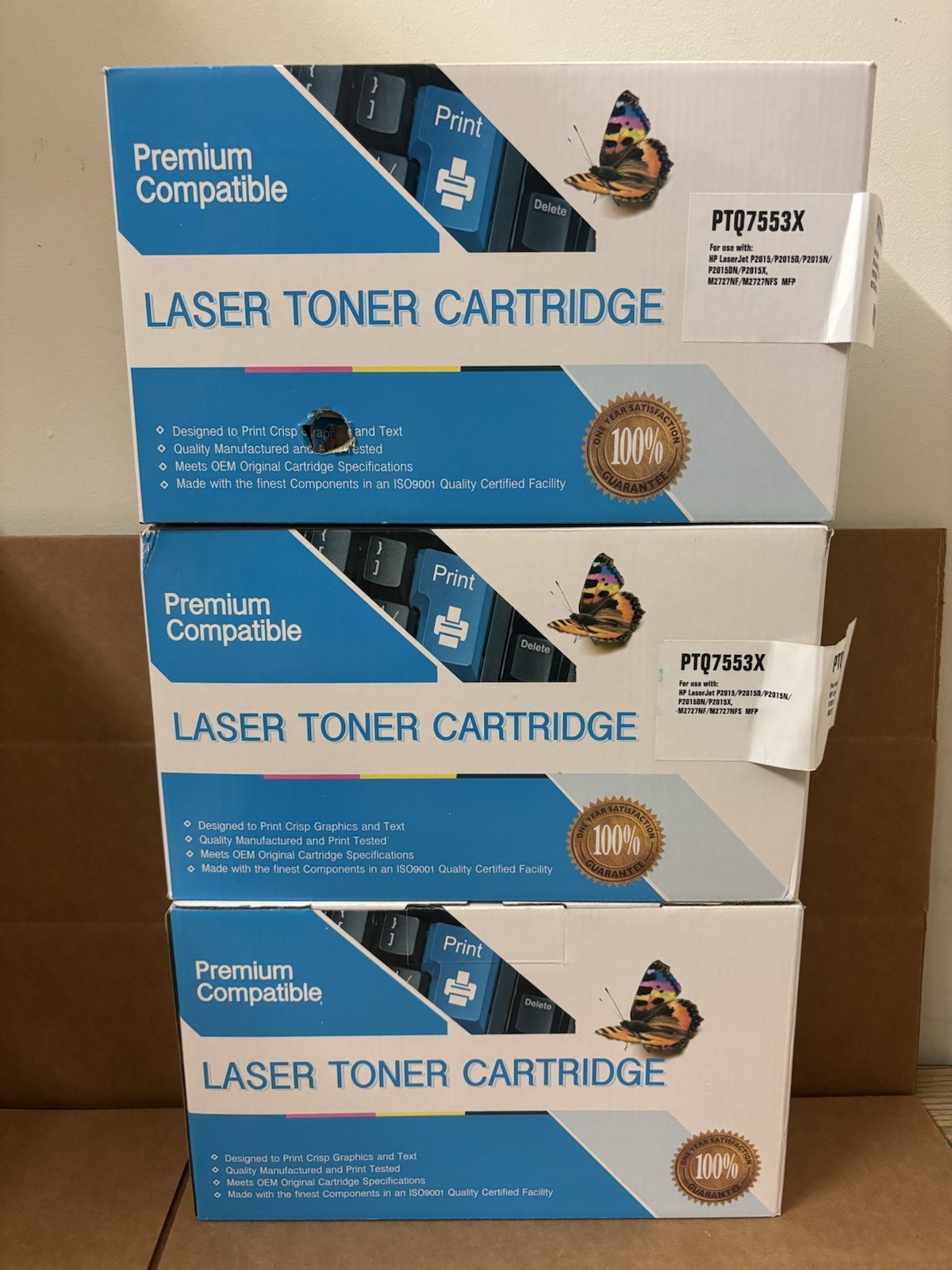 3-Pack of Premium Compatible Black Laser Toner Cartridge PTQ7553X