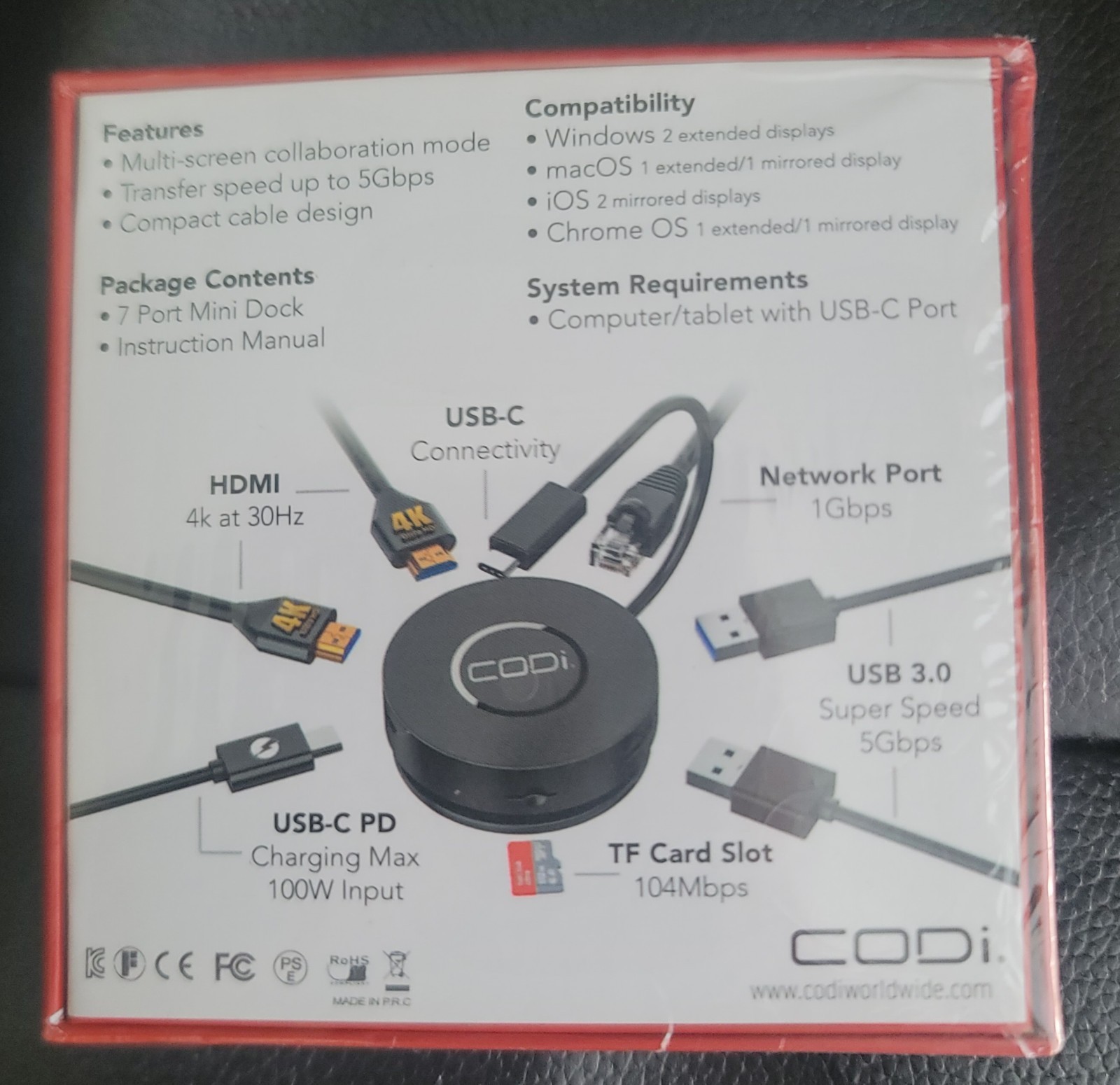 Lot of 20 CODi 7 Port USB-C Mini Docking Station