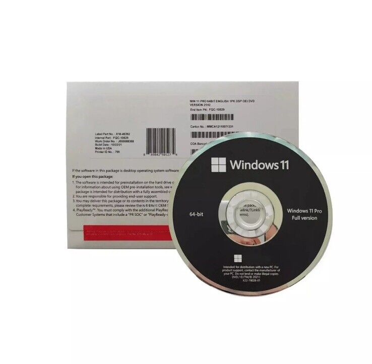 New Win 11 Pro OEM 64 Bit, DVD Included, Product Key, 
