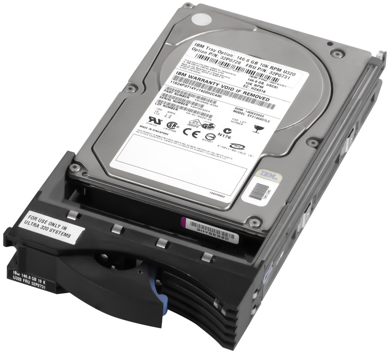HARD DRIVE IBM 32P0731 32P0728 ST3146807LC 146.8GB 10K 8MB SCSI U320 3.5'' 