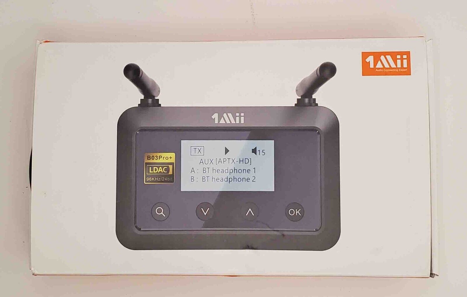 1Mii B03Pro+ Bluetooth 5.0 Transmitter Receiver Certified LDAC for TV Home St...