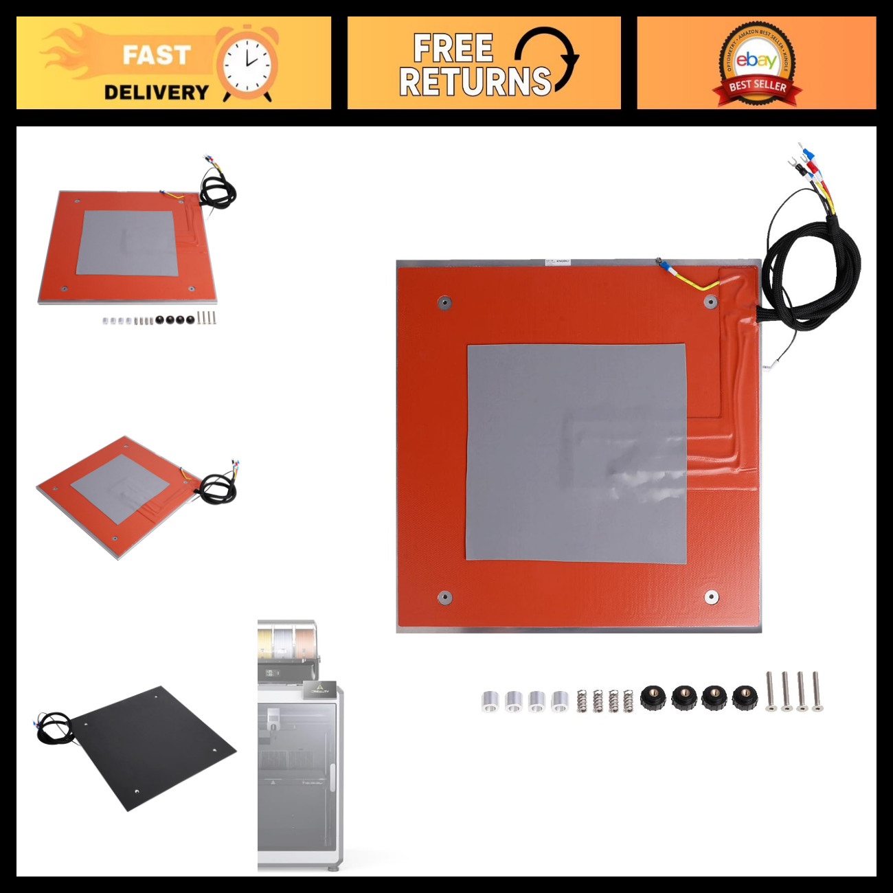 Heated Bed Kit for 3D Printer - 800W Hotbed Plate Replacement 363x366mm 220V/120